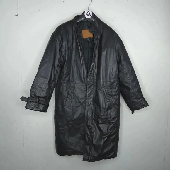 Vintage Super Goose Genuine Leather Duck Down Winter Coat sz M - Picture 1 of 11